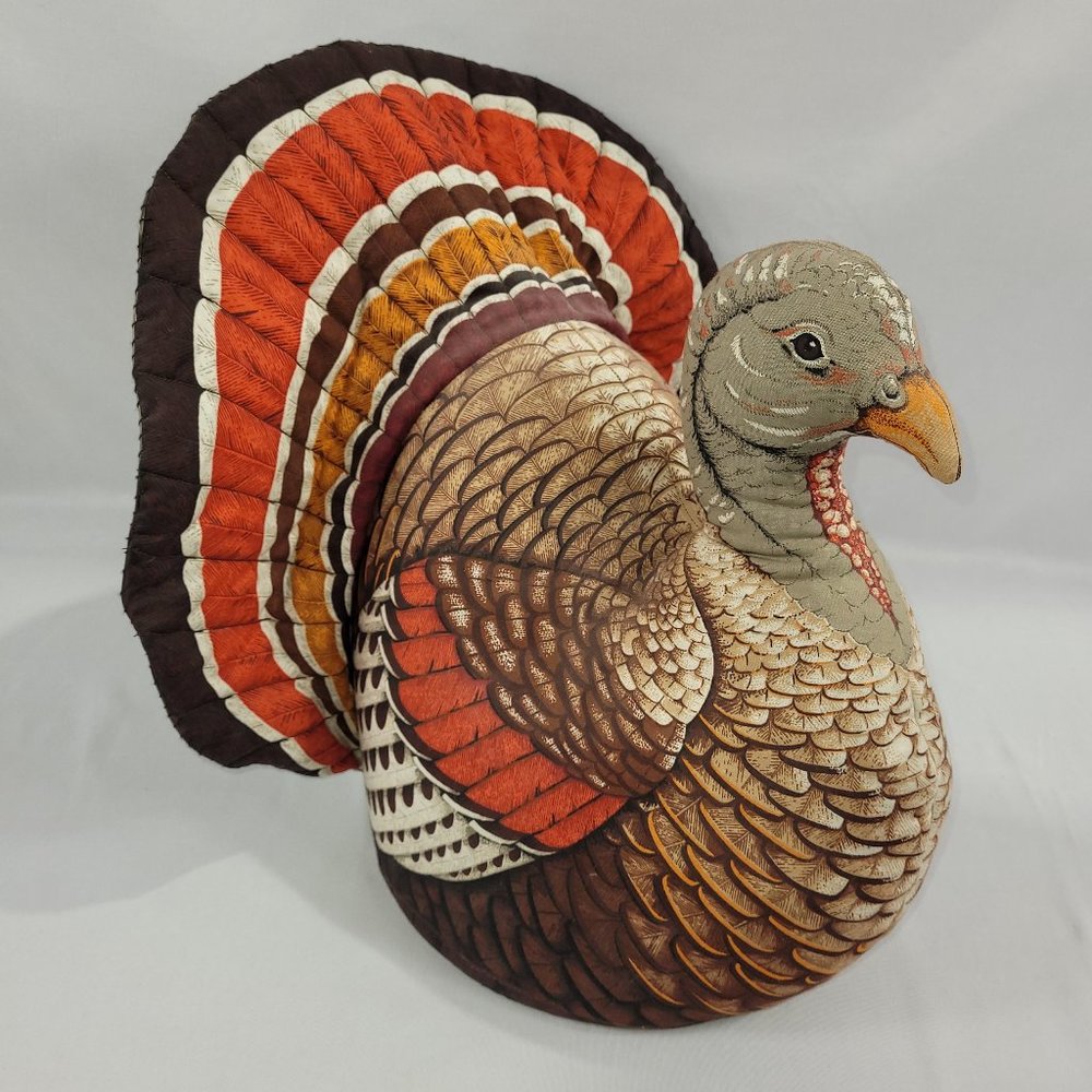 Turkey Vintage 14" Sewing Pin Cushion Cloth Plush Filled Thanksgiving Decor
